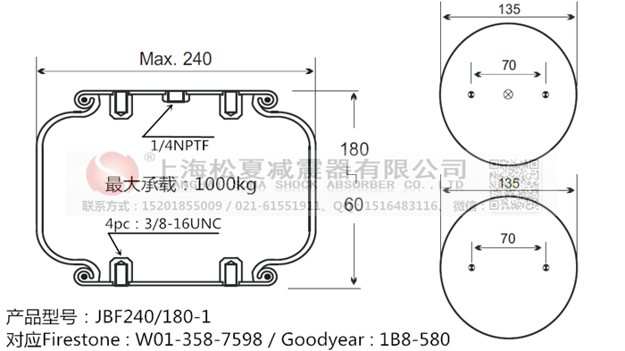 JBF240-180-1橡膠<a href='http://www.crankoutloud.com/' target='_blank'><u>空氣彈簧</u></a>